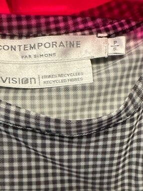 SIMONS CONTEMPORAINE - Sheer Black gingham T-Shirt - Size S